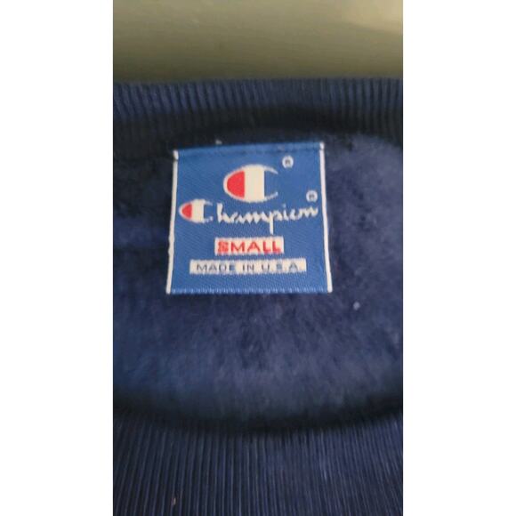 Vtg 80s Champion Reverse Weave Kangaroo Pocket Crewneck Small Navy Made in USA - Picture 11 of 13